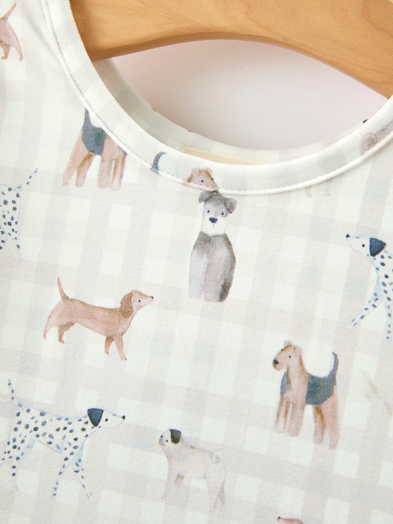Three Little Tots Fall Plaid Dog Print Girls Long Sleeve Twirl Dress, alternate angle