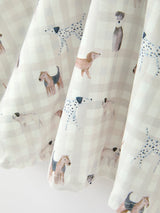 Three Little Tots Fall Plaid Dog Print Girls Long Sleeve Twirl Dress, extra product detail