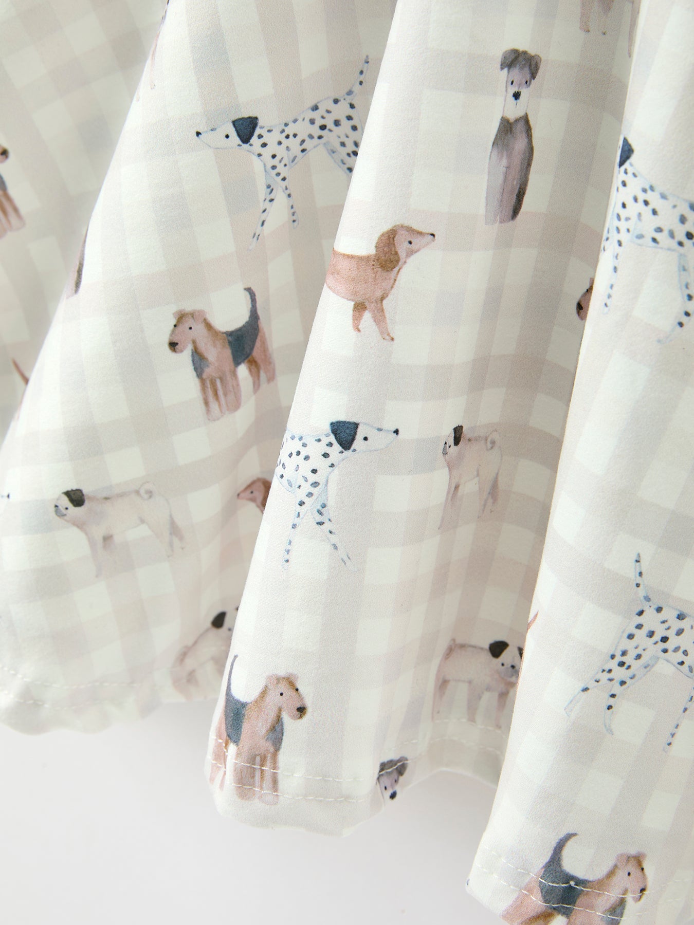 Three Little Tots Fall Plaid Dog Print Girls Long Sleeve Twirl Dress, extra product detail