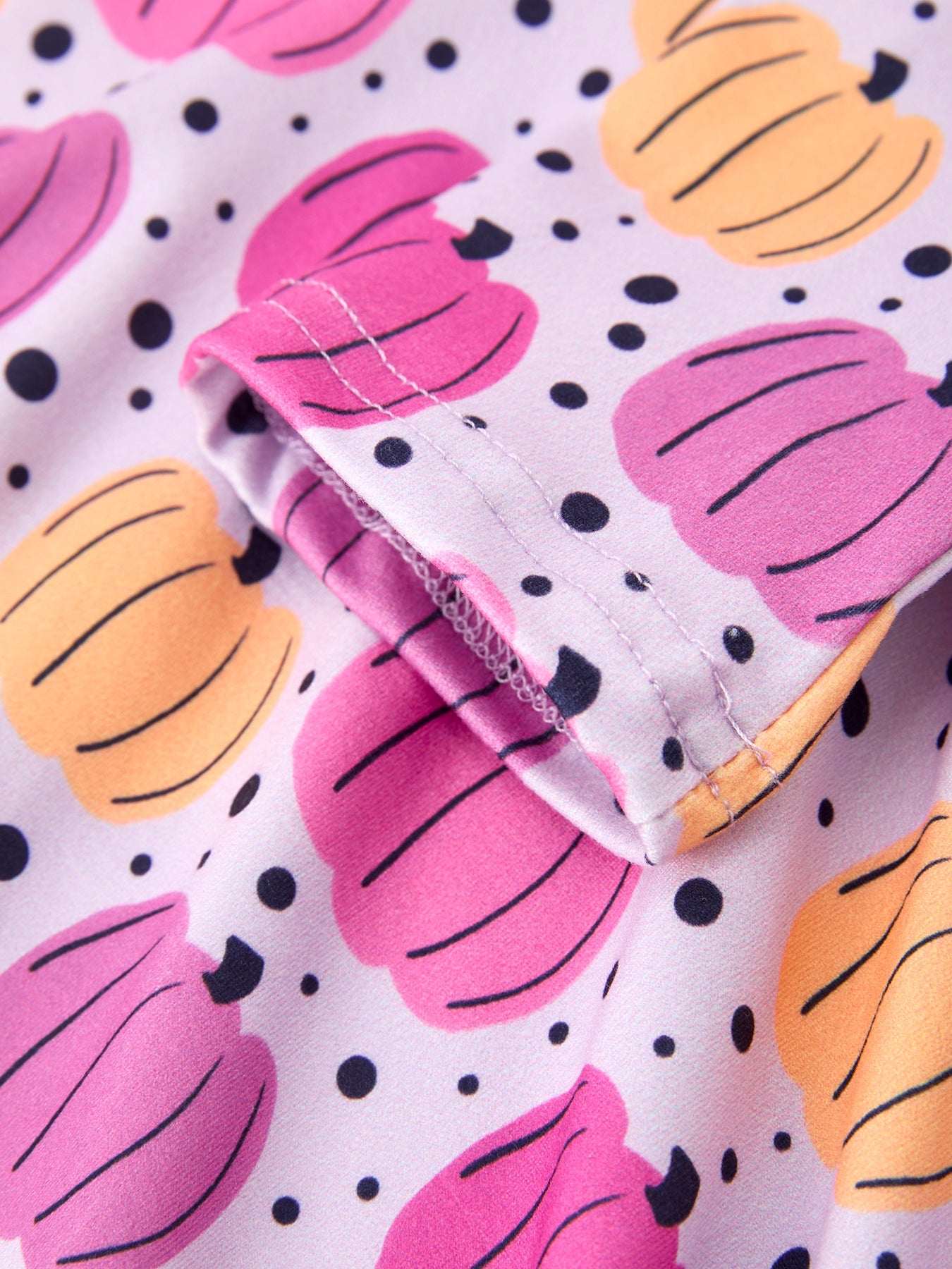 Three Little Tots Halloween Pumpkin Print Girls Long Sleeve Twirl Dress, additional view