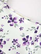 Fall Lavender Floral Puff Sleeve Girls Dress