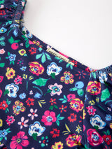 Fall Vintage Wildflower Puff Sleeve Girls Dress