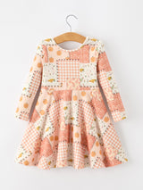 Thanksgiving Halloween Patchwork Girls Dress