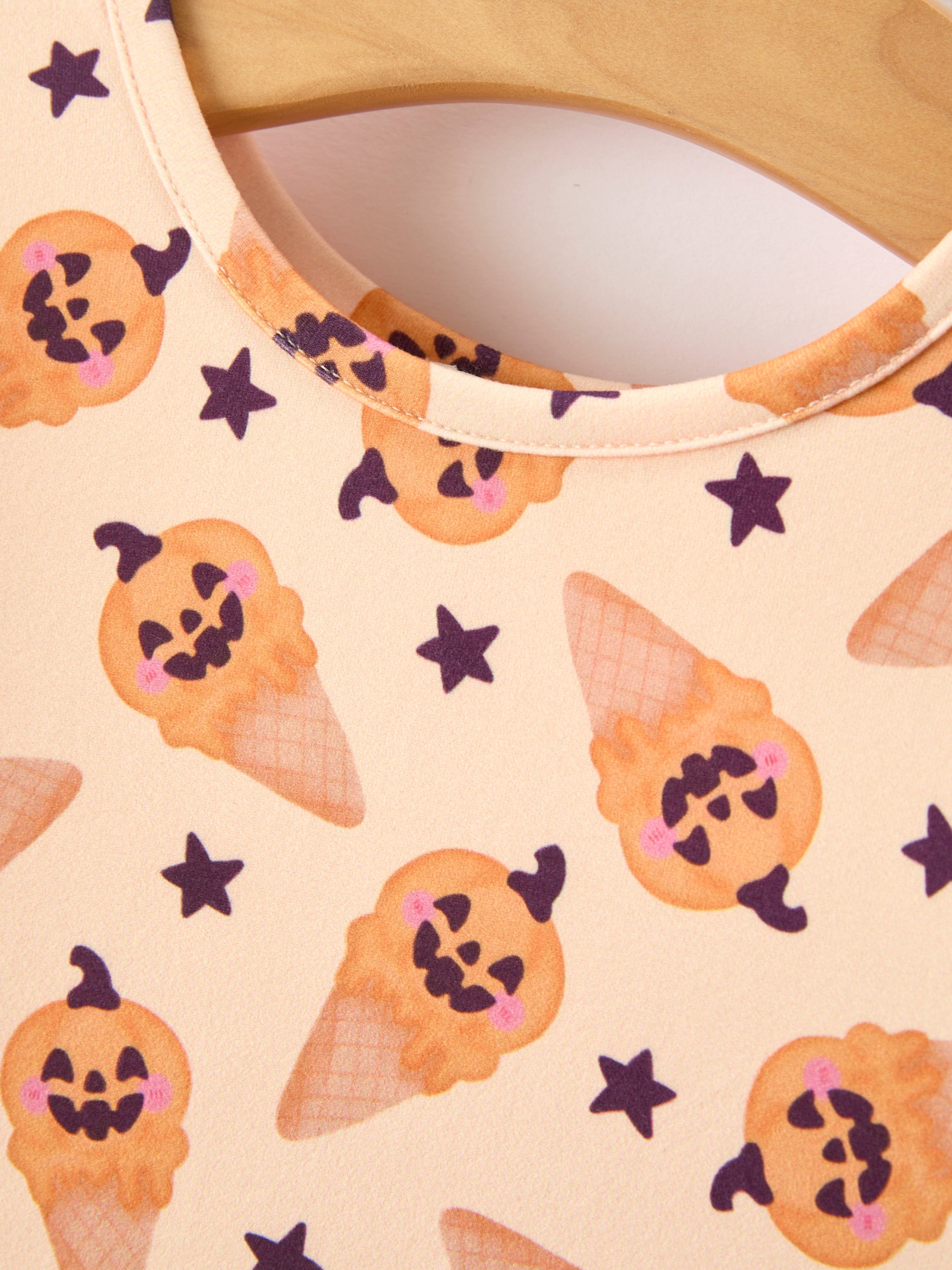 Three Little Tots Halloween Pumpkin Girls Long Sleeve Dress, alternate angle