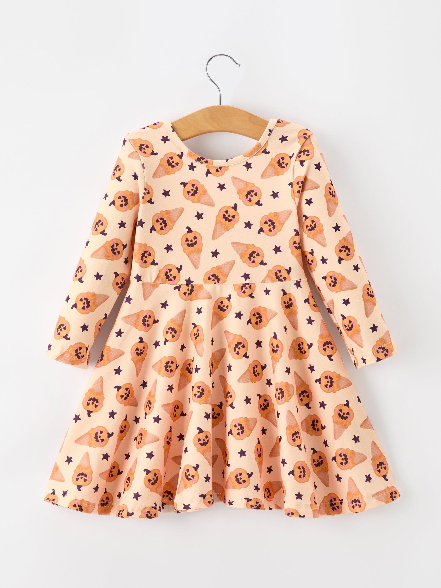 Three Little Tots Halloween Pumpkin Girls Long Sleeve Dress, additional product photo