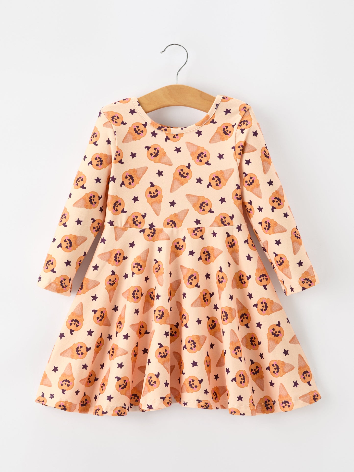 Three Little Tots Halloween Pumpkin Girls Long Sleeve Dress