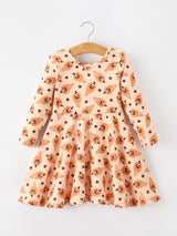 Three Little Tots Halloween Pumpkin Girls Long Sleeve Dress