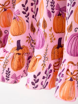 Thanksgiving Halloween Pumpkin Bow Ruffled Girls Dress