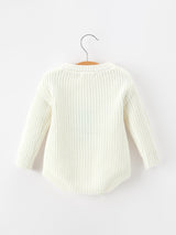 Winter Christmas Tree Girls Knit Romper Bow Long Sleeve