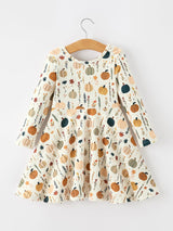 Three Little Tots Fall Orange Pumpkin and Leaf Twirl Girls Dress, additional product photo