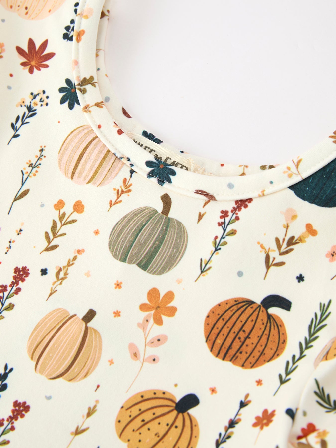 Three Little Tots Fall Orange Pumpkin and Leaf Twirl Girls Dress, alternate angle