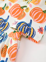 Halloween Pumpkin Print Girls Ruffle Hem Dress