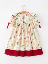 Fall Gingham Girls Dress Ruffle Collar Bow