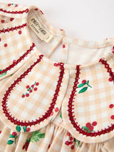 Fall Gingham Girls Dress Ruffle Collar Bow