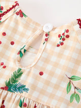 Fall Gingham Girls Dress Ruffle Collar Bow