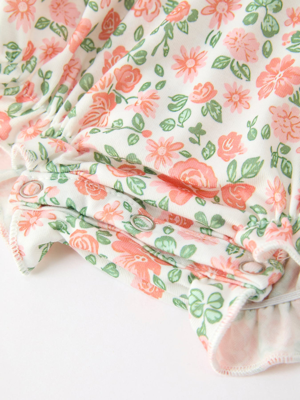 Three Little Tots Fall Blush Floral Baby Romper Smocked Petal Collar, additional view