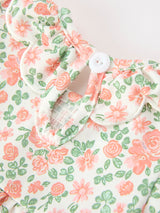 Three Little Tots Fall Blush Floral Baby Romper Smocked Petal Collar, extra product detail