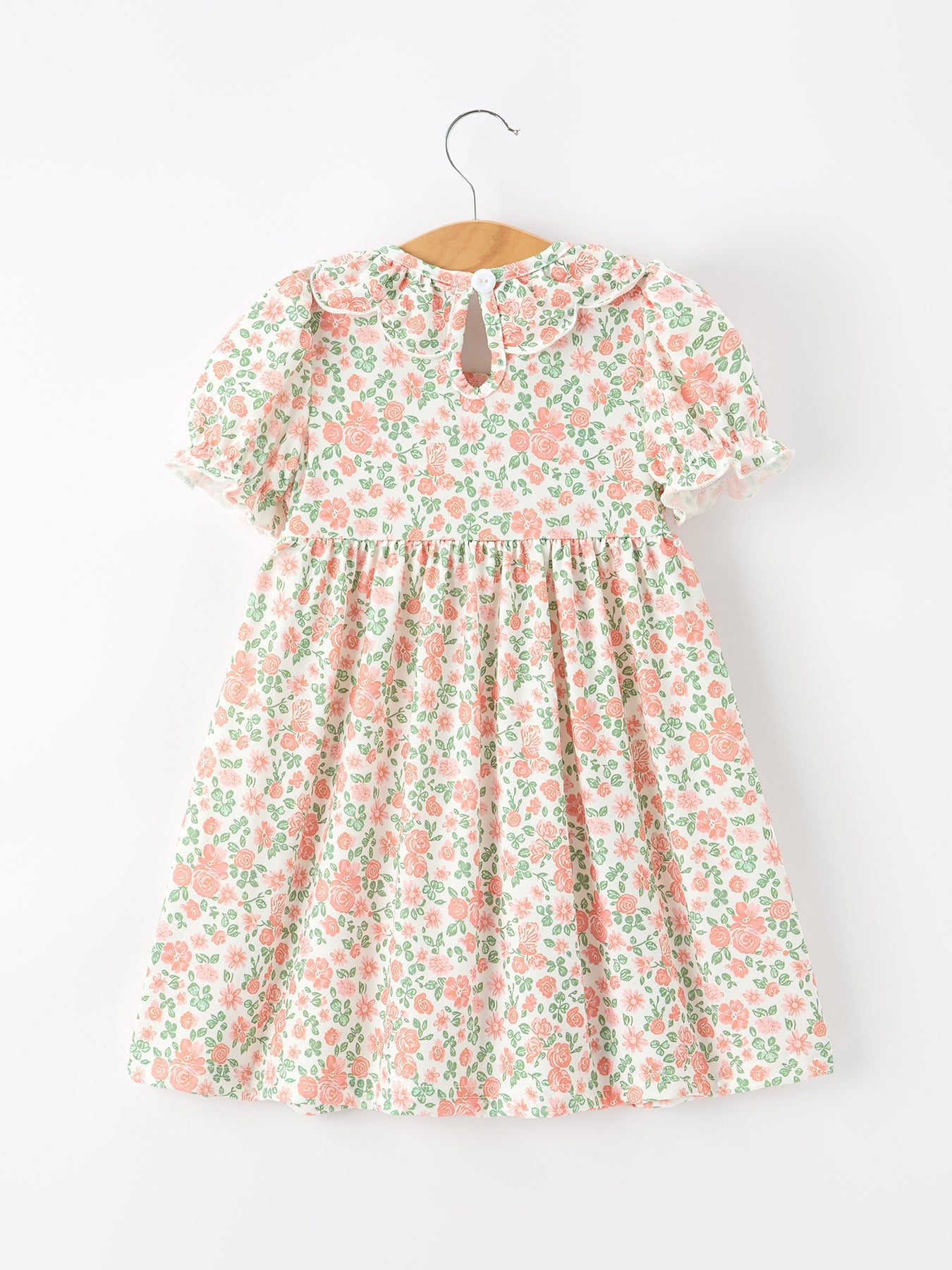 Three Little Tots Fall Blush Floral Girls Dress Smocked Petal Collar, additional product photo