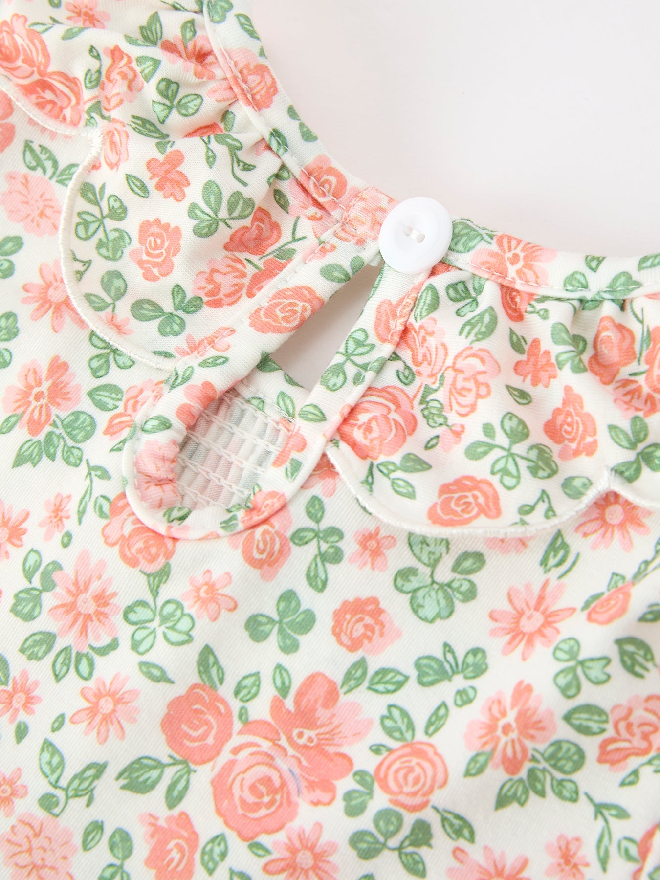 Three Little Tots Fall Blush Floral Girls Dress Smocked Petal Collar, additional view