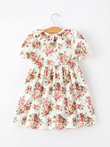 Three Little Tots Fall Garden Girls Dress Smocked Petal Collar Bow, additional product photo