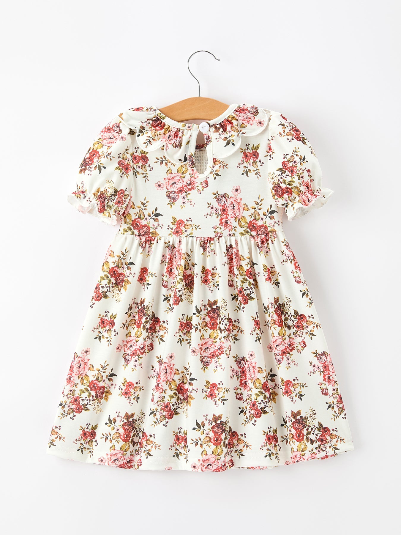 Three Little Tots Fall Garden Girls Dress Smocked Petal Collar Bow, additional product photo