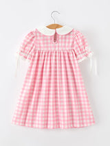 Halloween Ghost Embroidered Girls Dress Peter Pan Collar Bow