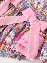Three Little Tots Fall Vintage Floral Print Girls Long Sleeve Romper, additional view
