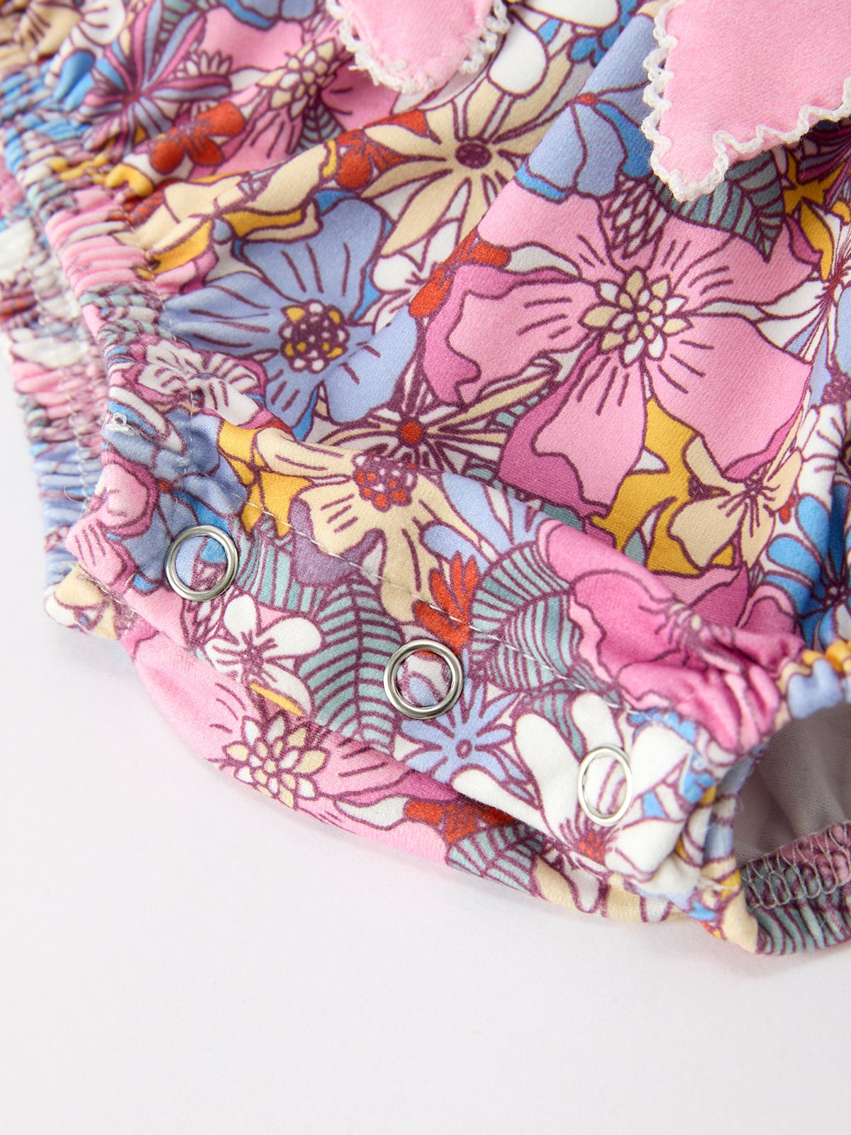 Three Little Tots Fall Vintage Floral Print Girls Long Sleeve Romper, extra product detail