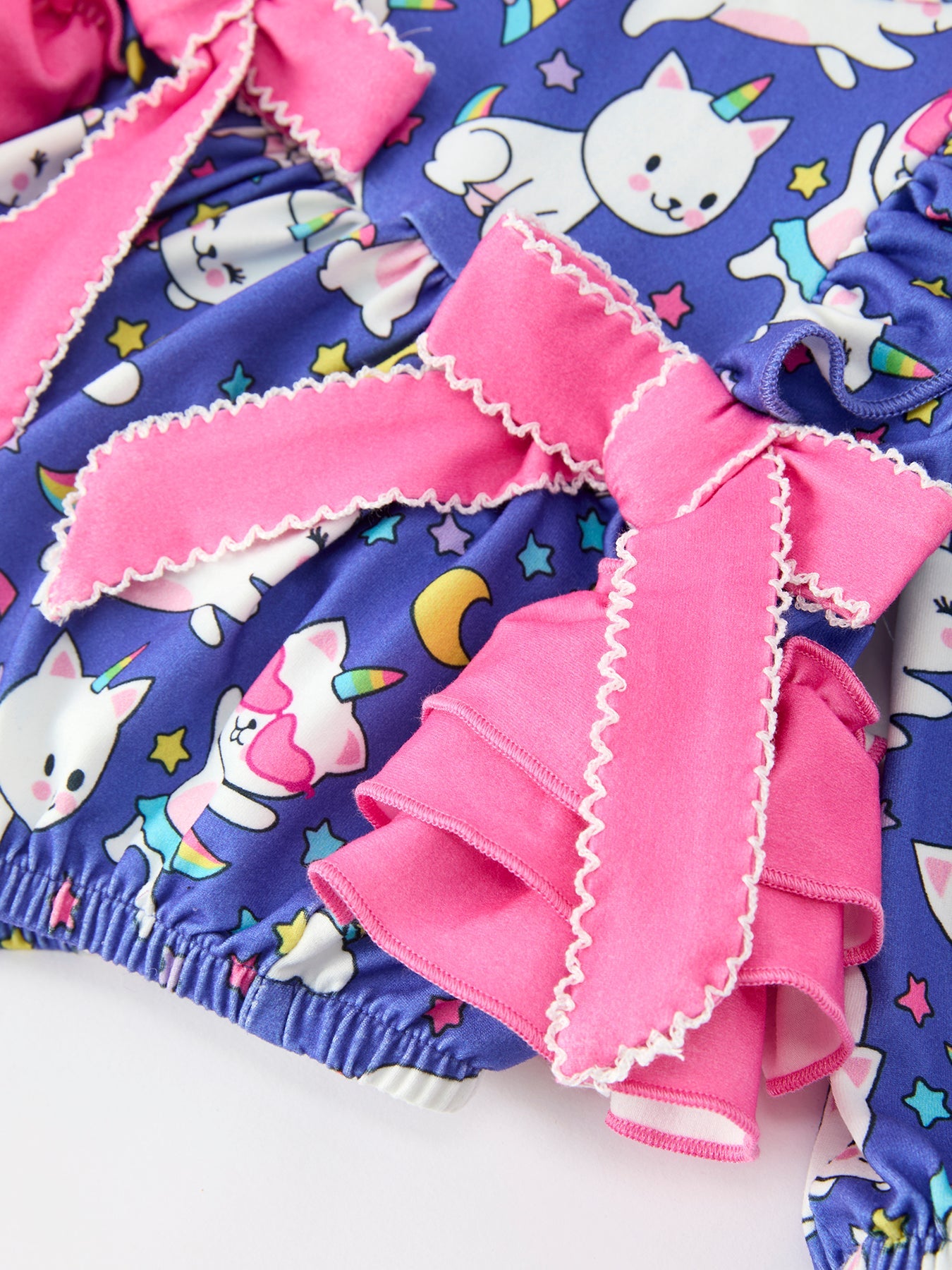 Fall Ghost Cat Print Girls Long Sleeve Romper