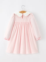 Pink Goose Embroidered Baby Girl Dress Peter Pan Collar Bow Dress