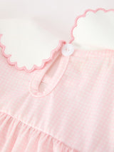Pink Goose Embroidered Baby Girl Dress Peter Pan Collar Bow Dress