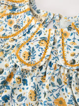 Floral Girls Outfit Set Yellow Puff Sleeve Top Bloomers Set