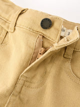Girls Solid Cargo Leggings Side Bow Pocket Wide Leg Pants