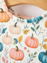 Fall Colorful Pumpkin Girls' Long-Sleeved Dress