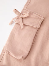 Girls Solid Cargo Leggings Side Bow Pocket Wide Leg Pants