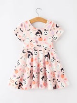 Halloween Ghost Girl Twirl Dress Short-sleeved