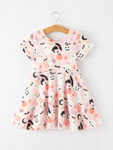 Halloween Ghost Girl Twirl Dress Short-sleeved
