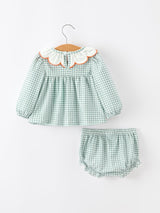 Halloween Thanksgiving Embroidered Pumpkin Girls Bloomer Set