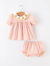 Halloween Pumpkin Embroidered Girls Bloomer Set