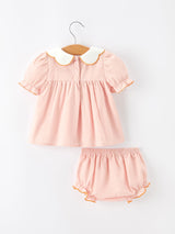 Halloween Pumpkin Embroidered Girls Bloomer Set