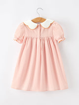 Halloween Pumpkin Applique Girls Puff Sleeve Dress