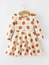 Girls Thanksgiving Pumpkin Bow Dress