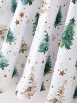 Girls Christmas Tree & Star Ribbed Print Twirl Dress