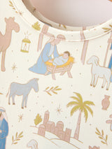 Christmas Girls Nativity Print Twirl Long Sleeve Dress