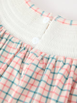 Girls Christmas Smocked Plaid Dress with Tree Embroidery