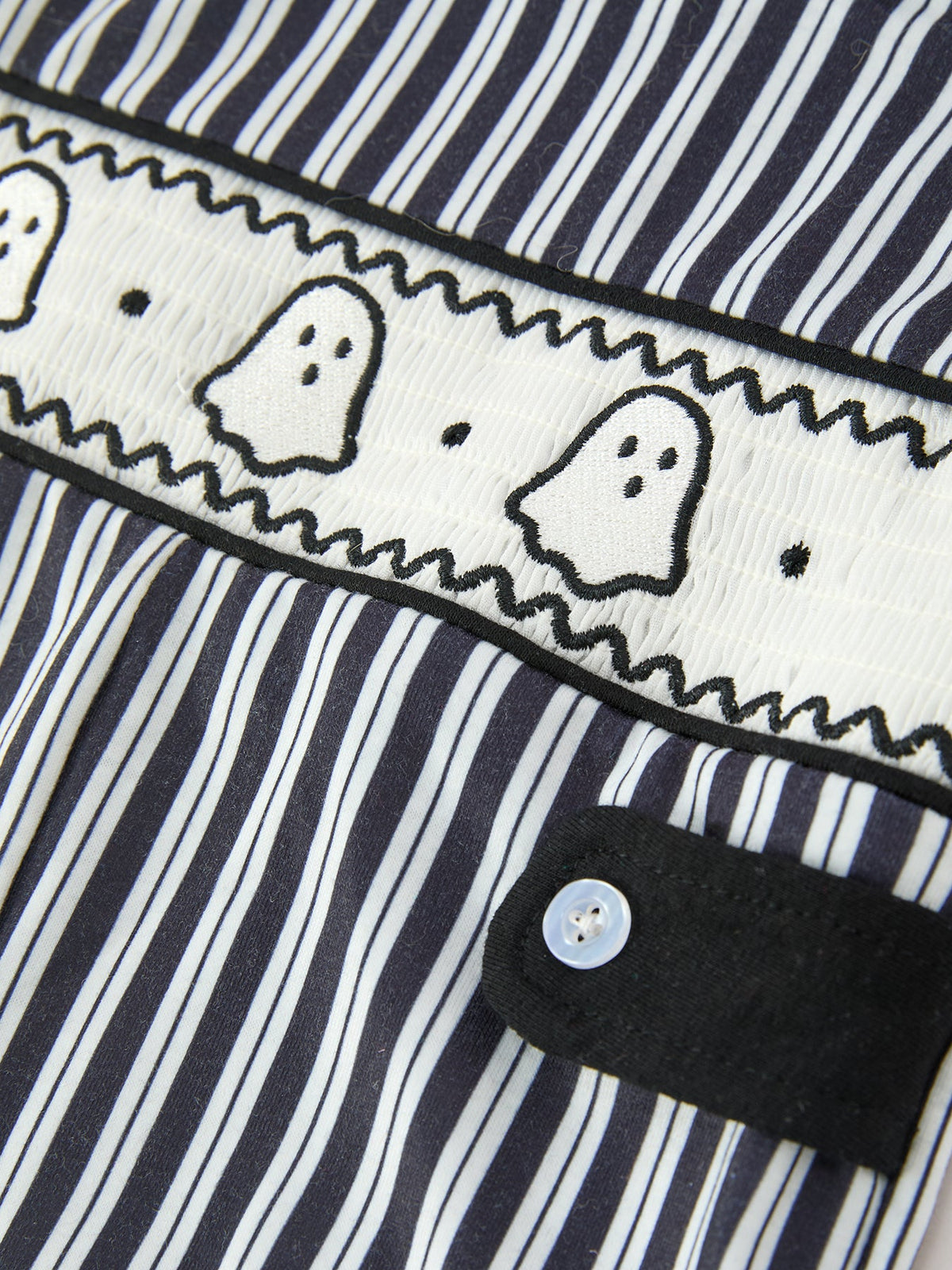 Halloween Ghost Smocked Boys Jon Jon Embroidered Romper