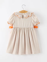 Thanksgiving Smocked Girls Dress Turkey Pumpkin Pie Embroidery