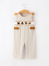 Thanksgiving Boys Gingham Jon Jon Embroidered Romper
