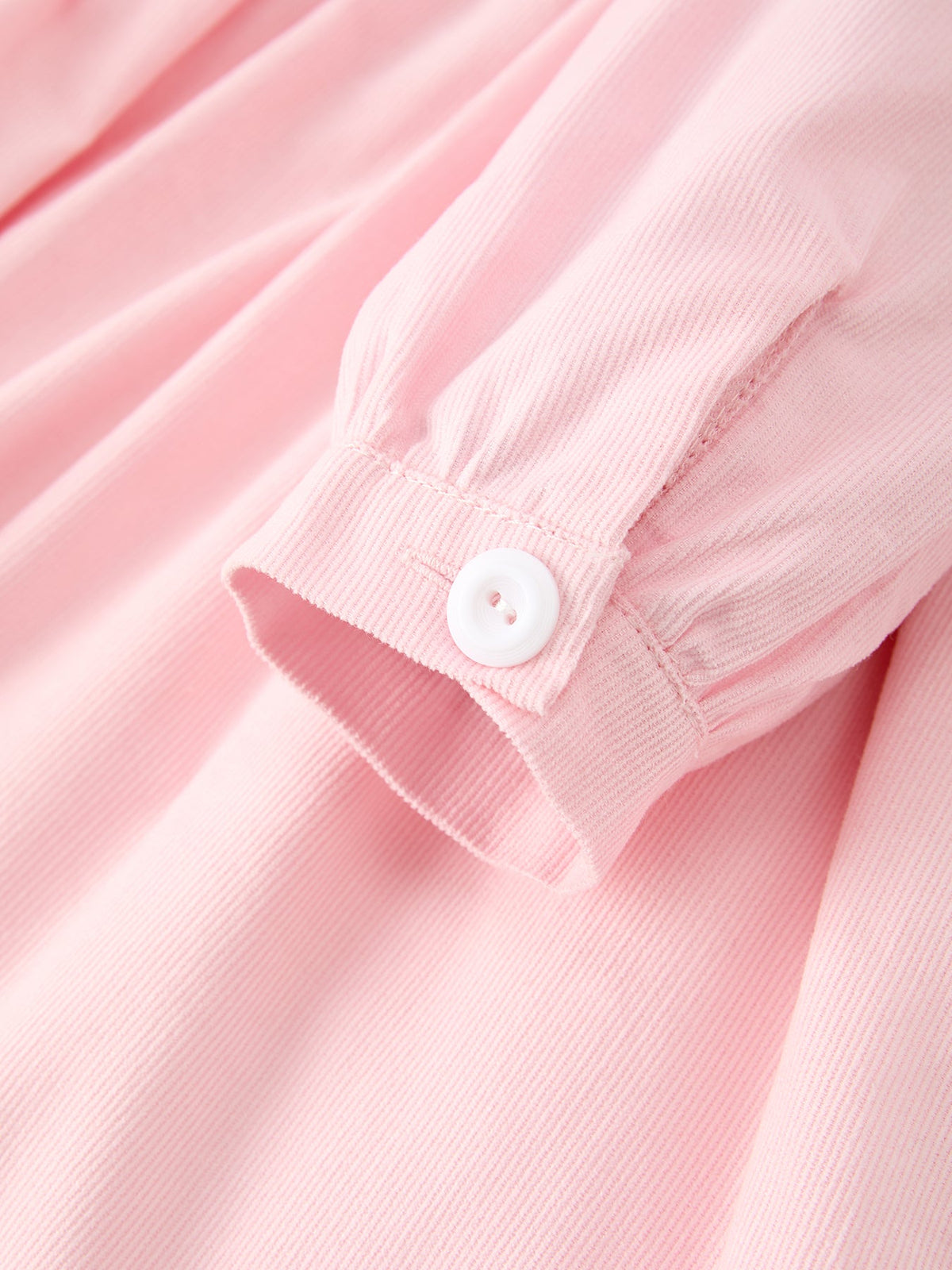Fall Pink Smocked Girls Dress Peter Pan Collar Long Sleeve Floral Detail