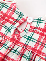 Red Christmas Plaid Wreath Baby Girl Bubble Romper